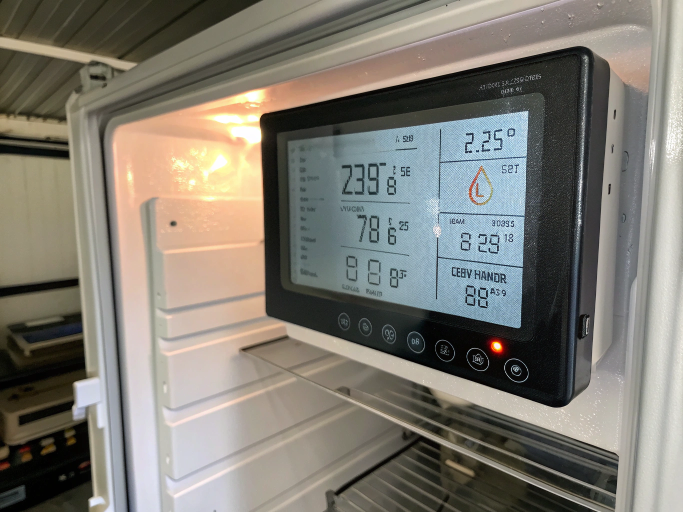 Industrial cold-chain monitoring dashboard on a mobile device