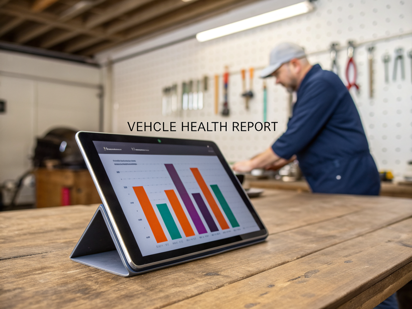 Vehicle health panel showing engine diagnostics and maintenance alerts